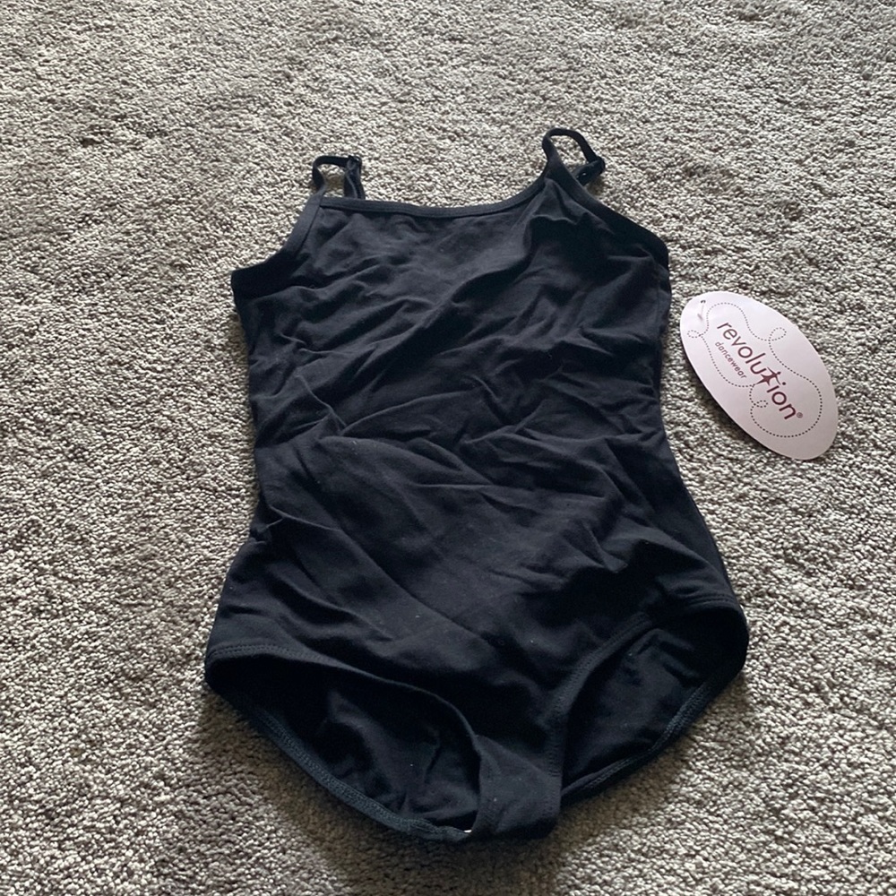 Revolution Dancewear Leotard Black Camisole Straps Stretch Ballet Dance